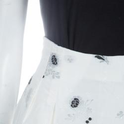        Dior Cream Lurex Embroidered Silk Skirt S