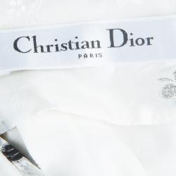         Dior Cream Lurex Embroidered Silk Skirt S
