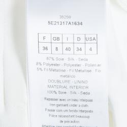         Dior Cream Lurex Embroidered Silk Skirt S