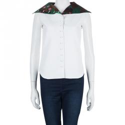 Dior White Contrast Embroidered Collar Sleeveless Buttondown Jacket S