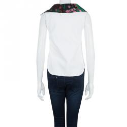 Dior White Contrast Embroidered Collar Sleeveless Buttondown Jacket S