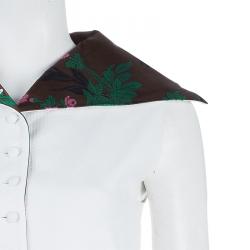 Dior White Contrast Embroidered Collar Sleeveless Buttondown Jacket S