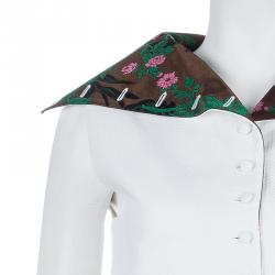 Dior White Contrast Embroidered Collar Sleeveless Buttondown Jacket S