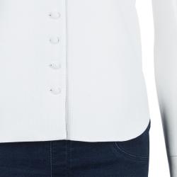 Dior White Contrast Embroidered Collar Sleeveless Buttondown Jacket S