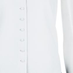 Dior White Contrast Embroidered Collar Sleeveless Buttondown Jacket S