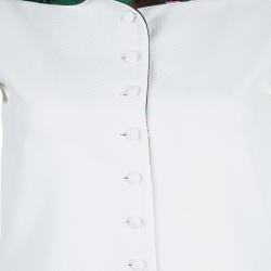 Dior White Contrast Embroidered Collar Sleeveless Buttondown Jacket S