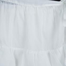 Pre Owned Dior White Cotton Voile Tiered Wraparound Mini Skirt M