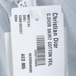 Pre Owned Dior White Cotton Voile Tiered Wraparound Mini Skirt M