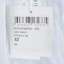 Pre Owned Dior White Cotton Voile Tiered Wraparound Mini Skirt M