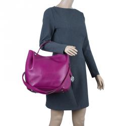 Pre Owned Dior Pink Leather Medium Diorific Bucket Tote