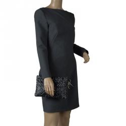 Pre Owned Dior Black Cannage Quilted Coated Canvas Panarea Clutch