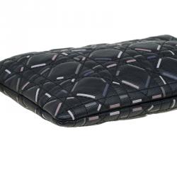 Pre Owned Dior Black Cannage Quilted Coated Canvas Panarea Clutch