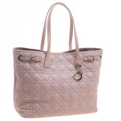 Pre Owned حقيبة يد ديور بانيرا شوبر متوسطة كانفاس مقوى وردية