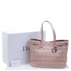 Pre Owned حقيبة يد ديور بانيرا شوبر متوسطة كانفاس مقوى وردية