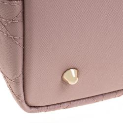 Pre Owned حقيبة يد ديور بانيرا شوبر متوسطة كانفاس مقوى وردية