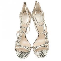 مملوكة مسبقًا صندل ديور جلد ثعبان مرقط ثنائي ال لون بسيور متعددة مقاس 37.5