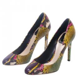Pre Owned Dior Multicolor Python Pumps Size 38