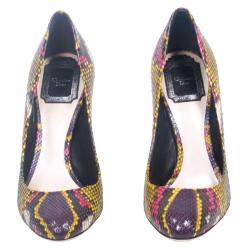 Pre Owned Dior Multicolor Python Pumps Size 38