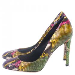 Pre Owned Dior Multicolor Python Pumps Size 38