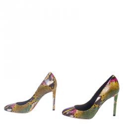 Pre Owned Dior Multicolor Python Pumps Size 38