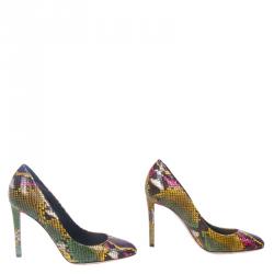Pre Owned Dior Multicolor Python Pumps Size 38