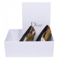Pre Owned Dior Multicolor Python Pumps Size 38