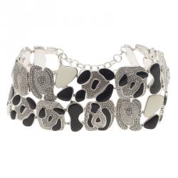 مملوكة مسبقًا Dior Animalia Crystal Black And White Enamel Silver Tone Necklace