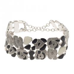 مملوكة مسبقًا Dior Animalia Crystal Black And White Enamel Silver Tone Necklace