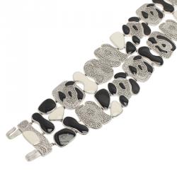مملوكة مسبقًا Dior Animalia Crystal Black And White Enamel Silver Tone Necklace