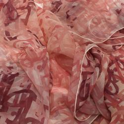 Pre Owned Dior Pink Silk Logo Scarf