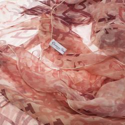 Pre Owned Dior Pink Silk Logo Scarf