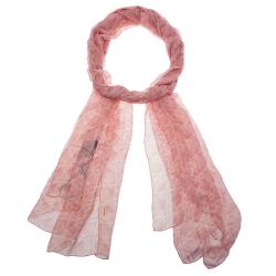 Pre Owned Dior Pink Cannage Print Silk Stole