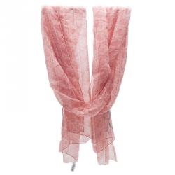 Pre Owned Dior Pink Cannage Print Silk Stole