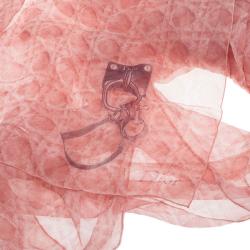 Pre Owned Dior Pink Cannage Print Silk Stole