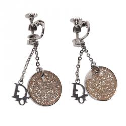 مملوكة مسبقًا أقراط ديور غليتر أبيض فضي متدلية