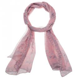 مملوكة مسبقًا وشاح ديور وردي طباعة موردة حرير