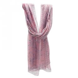 مملوكة مسبقًا وشاح ديور وردي طباعة موردة حرير