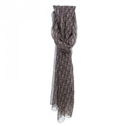 Dior Brown Silk Textured Monogram Stole 