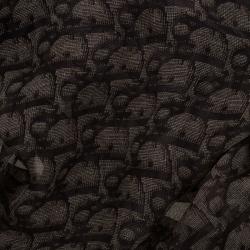 Dior Brown Silk Textured Monogram Stole 