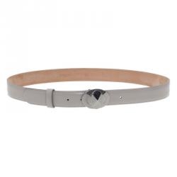 Pre Owned Dior Grey Leather Belt 85 CM