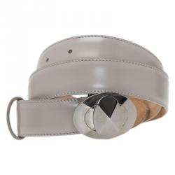 Pre Owned Dior Grey Leather Belt 85 CM