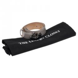 Pre Owned Dior Grey Leather Belt 85 CM