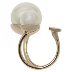 Pre Owned خاتم ديور ألترا ديور لؤلؤ صناعي ذهبي اللون مقاس 52