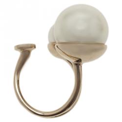 Pre Owned خاتم ديور ألترا ديور لؤلؤ صناعي ذهبي اللون مقاس 52