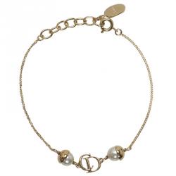 Pre Owned أسورة ديور مس إن ديور لؤلؤ صناعي لون ذهبي