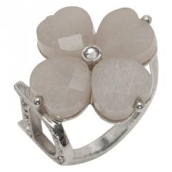 Pre Owned  خاتم ديور كريستال مونوغرامي وردة بيضاء مقاس 60