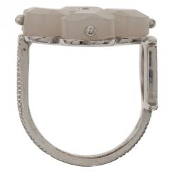 Pre Owned خاتم ديور كريستال مونوغرامي وردة بيضاء مقاس 60