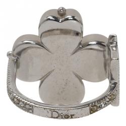 Pre Owned خاتم ديور كريستال مونوغرامي وردة بيضاء مقاس 60