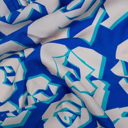 Pre Owned وشاح ديور نقوش أزهار حرير أزرق كحلي مربع