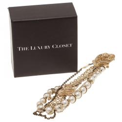 Pre Owned Dior Mise En Dior Faux Pearl Chain Brooch
